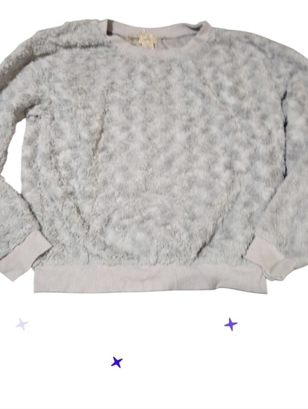 Vtg Grey Cozy Light Gray Fuzzy Pullover Sweatshirt Jrs Lg New